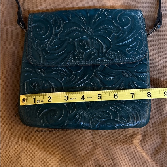 Patricia Nash Leather cross body bag teal with dust bag - Picture 8 of 9